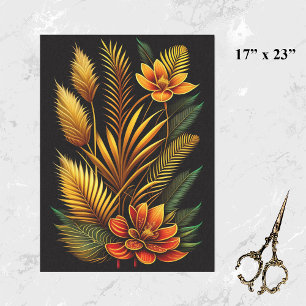 Papel De Seda Naranja Tropical Artesanía Floral Grande