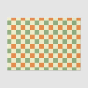 Papel De Seda Naranja Verde Brown Checkered Gingham Pattern