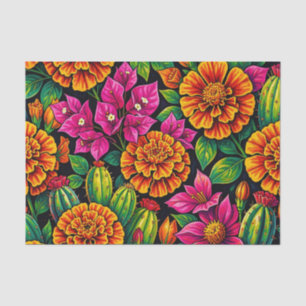 Papel De Seda Naranja Vibrante Magenta Marigold Cactus Tropical
