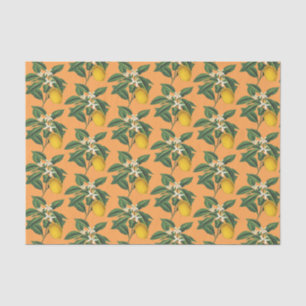 Papel De Seda Naranja Vintage Blossom de limón botánico