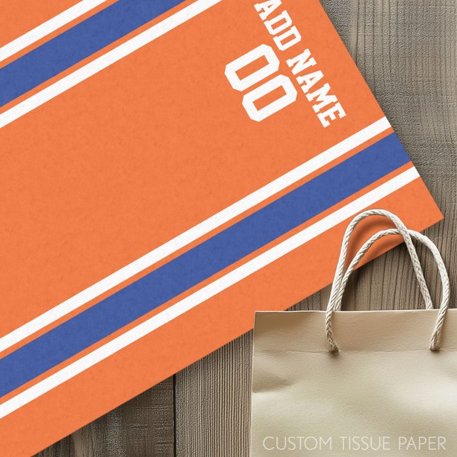 Papel De Seda Naranja y Blue Personalized Sports Jersey (Custom Tissue Paper)