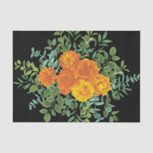 Papel De Seda Naranja y Boda floral gótica negra y Rosa
