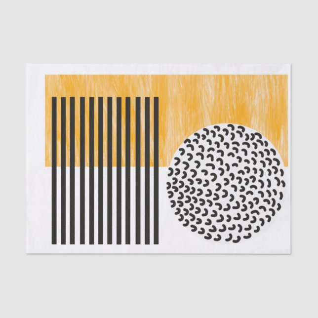 Papel De Seda Naranja y negro Mid Century Arte moderno  (Anverso)