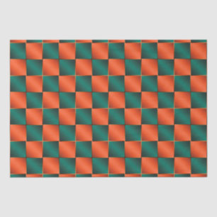 Papel De Seda Naranja y tablero de cheques verde brillante
