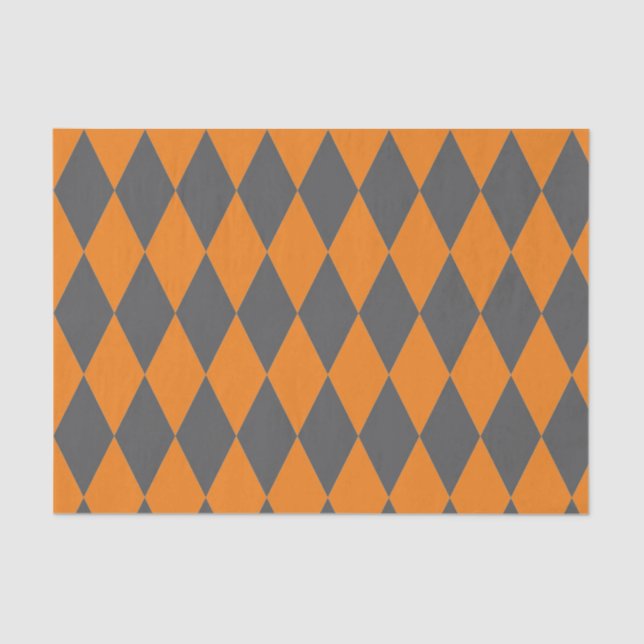 Papel De Seda NARANJA Y Tejido DE HARLEQUINA GRIS (Anverso)