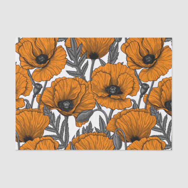 Papel De Seda Naranjas de cachorros en blanco (Anverso)