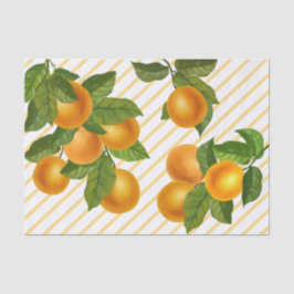 Papel De Seda Naranjas de cítricos frescos acuarela pinstripe pa