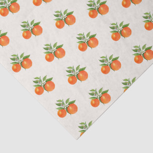 Papel De Seda Naranjas de estilo vintage en acuarela sobre ecru