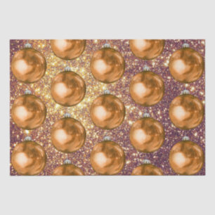 Papel De Seda Naranjas de moda Navidades Bolas Rosa Purpurina Sp
