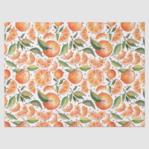 Papel De Seda Naranjas Frutas Cítricos Hojas Verdes Blancas