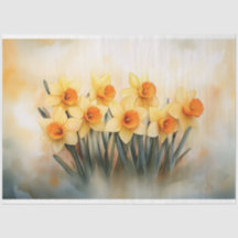 Narcisos Acuarela Amarillo y Verde Decoupage
