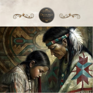 Papel De Seda Native American Elder & Child Prayer Decoupage