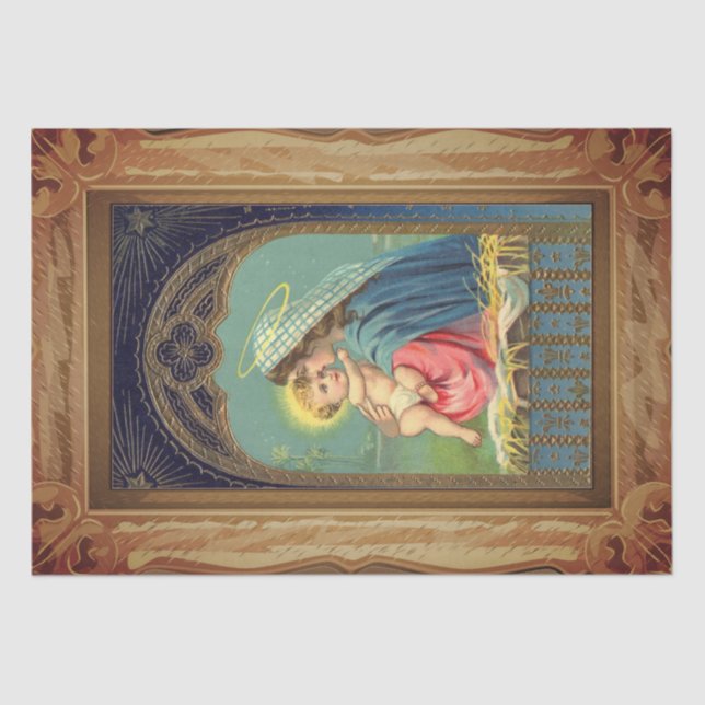 Papel De Seda Natividad Maria que detiene al bebé Jesús (Anverso)