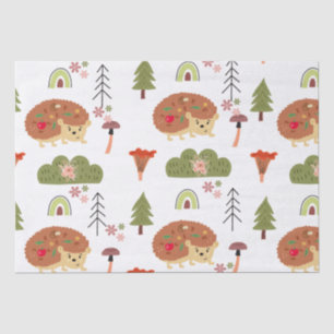 Papel De Seda Naturaleza Cuidada Hedgehog Patrón Arcoiris Floral