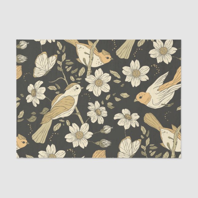 Papel De Seda Naturaleza de las aves silvestres y las flores (Anverso)
