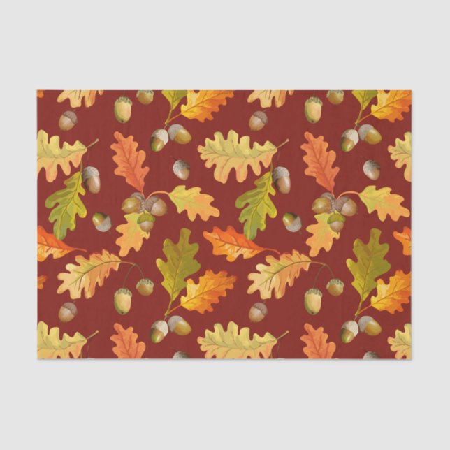 Papel De Seda Naturaleza de las hojas de roble de otoño y de los (Anverso)