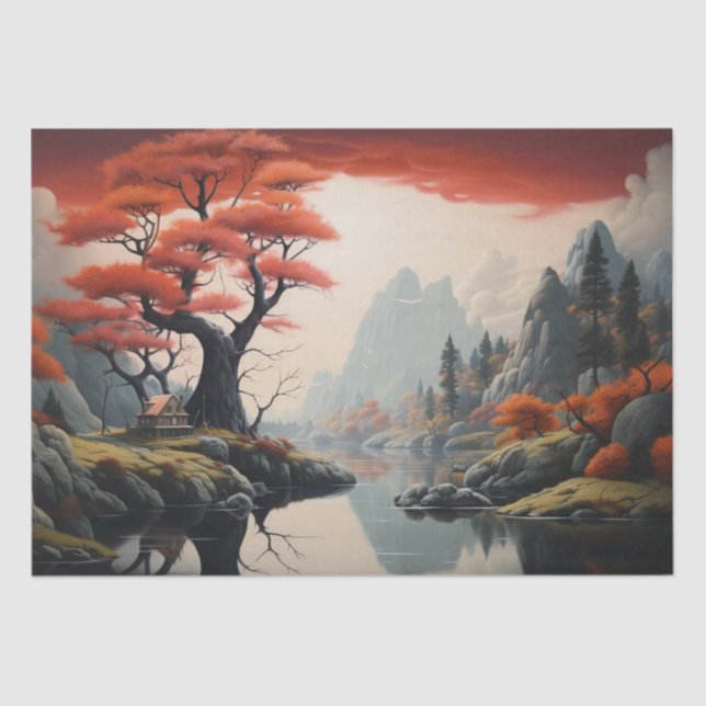 Papel De Seda Naturaleza futurista Surreal Art Decoupage print (Anverso)