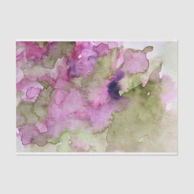 Papel De Seda Naturaleza Morado Verde Acuarela (Anverso)