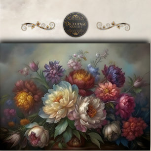Papel De Seda Naturaleza Muerta Decoupage Floral de Peonía Román
