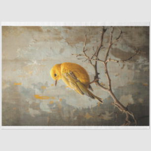 Papel De Seda Naturaleza rústica urbana arte de pájaros amarillo