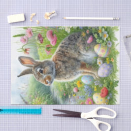 Papel De Seda Nature Inspired Easter Eggs and Rabbit 