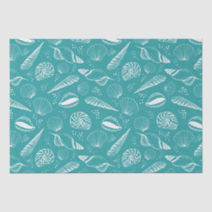 Papel De Seda Náutica verde de las conchas marinas