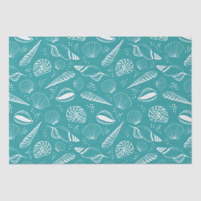 Papel De Seda Náutica verde de las conchas marinas (Anverso)