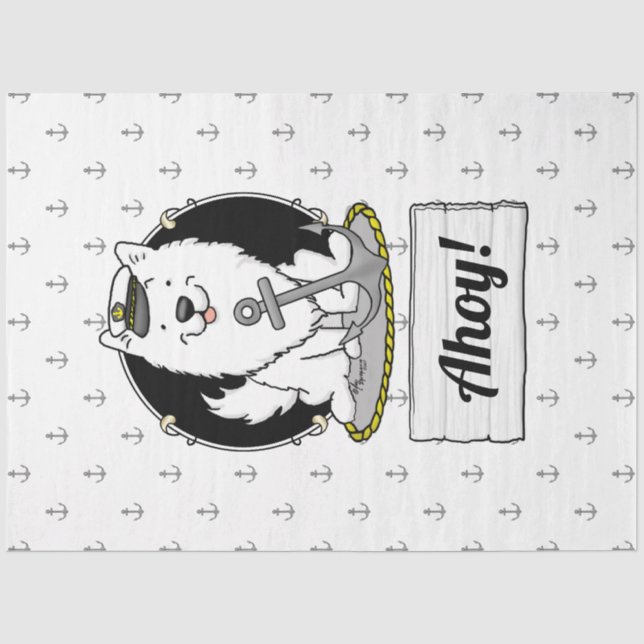 Papel De Seda Nautical American Eskimo Dog Cute (Anverso)