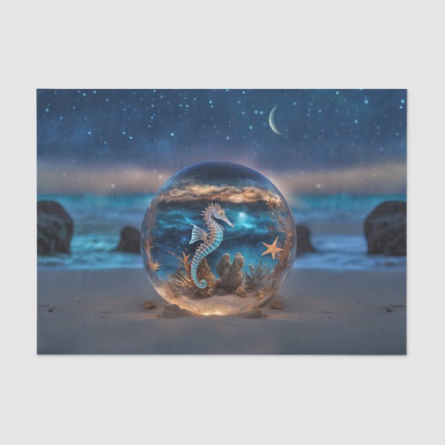 Papel De Seda Nautical Seahorse Starfish (Anverso)