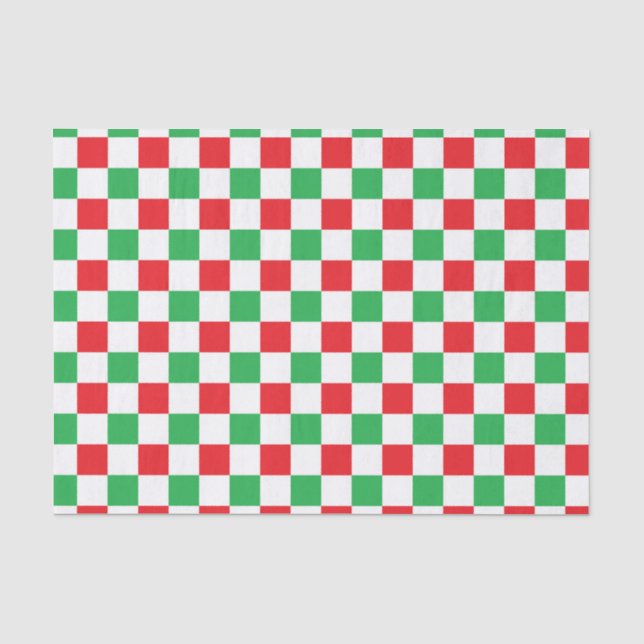 Papel De Seda Navidad a cuadros rojo y verde (Anverso)