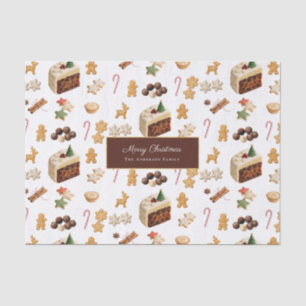 Papel De Seda Navidad Alegre Acuarela Hornear Fiesta Personaliza