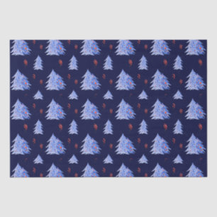 Papel De Seda Navidad azul hielo de invierno árbol acebo bayas m