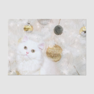 Papel De Seda Navidad blanco hermoso del gatito
