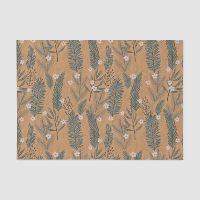 Papel De Seda Navidad Botánica Boho Moderna Verde (Anverso)