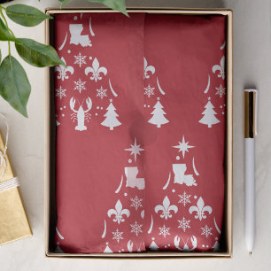 Papel De Seda Navidad Cajún de Rojo y Blanco Decoupage