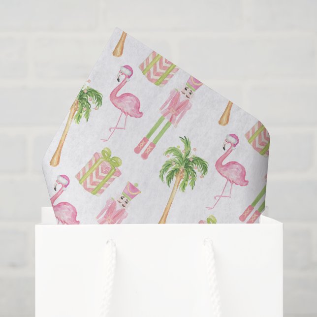 Papel De Seda Navidad Cascanueces Playa Palm Pink & Verde (Bolsa de regalo)