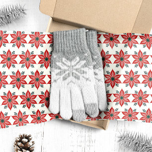 Papel De Seda Navidad con Patrón de Flor de Nochebuena Roja y Ve