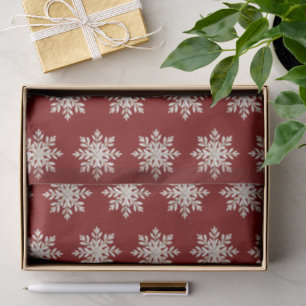 Papel De Seda Navidad Copo de Nieve Crema Roja