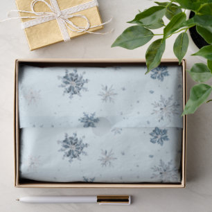 Papel De Seda Navidad Copos de Nieve Azules