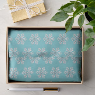 Papel De Seda Navidad Copos de Nieve Blanco Menta Chic