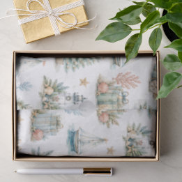 Papel De Seda Navidad Costera Acuarela Náutica Fiesta