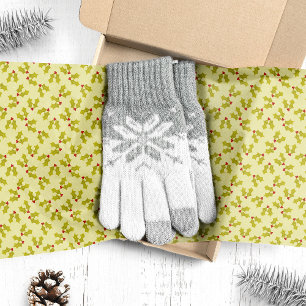 Papel De Seda Navidad de Acebo Verde y Bayas