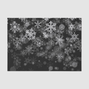 Papel De Seda Navidad de copo de nieve blanco negro