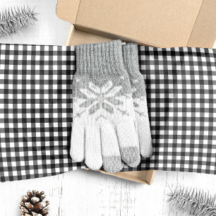 Papel De Seda Navidad de Cuadro de Búfalo en Blanco y Negro