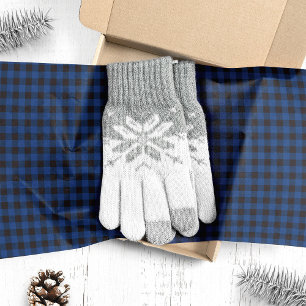 Papel De Seda Navidad de Cuadro Escocés Búfalo Negro y Azul