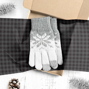 Papel De Seda Navidad de Cuadro Escocés Negro y Gris de Búfalo