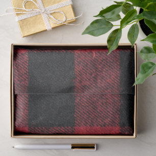 Papel De Seda Navidad de Cuadro Escocés Rojo y Negro Búfalo