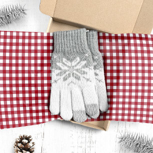 Papel De Seda Navidad de Cuadros Gingham Rojo y Blanco