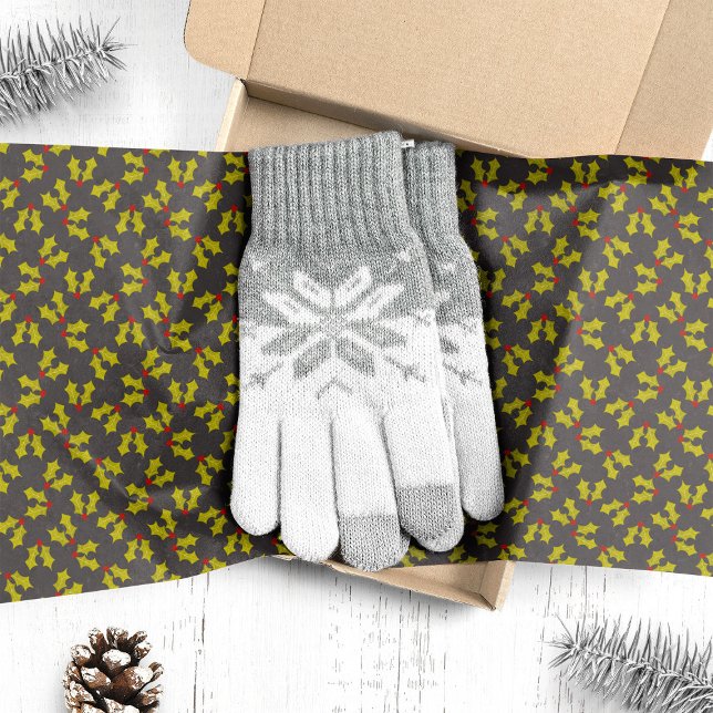 Papel De Seda Navidad de hojas y bayas de acebo oscuras (Subido por el creador)