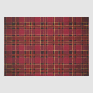 Papel De Seda Navidad de Invierno Tartán Rojo y Negro & Hoja de 